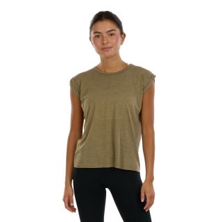 Bar Method Logo Rolled Cuff Muscle Tee Green