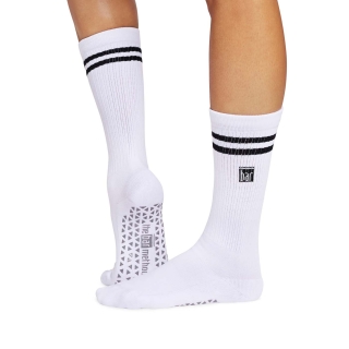 Bar Method x Tavi Crew Grip Sock White 