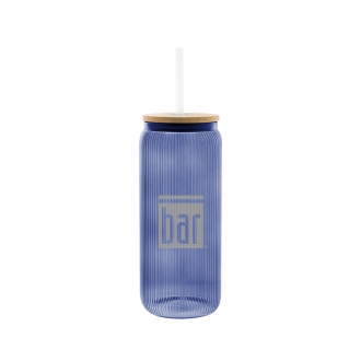 Bar Method Ribbed Glass Tumbler with Bamboo Top